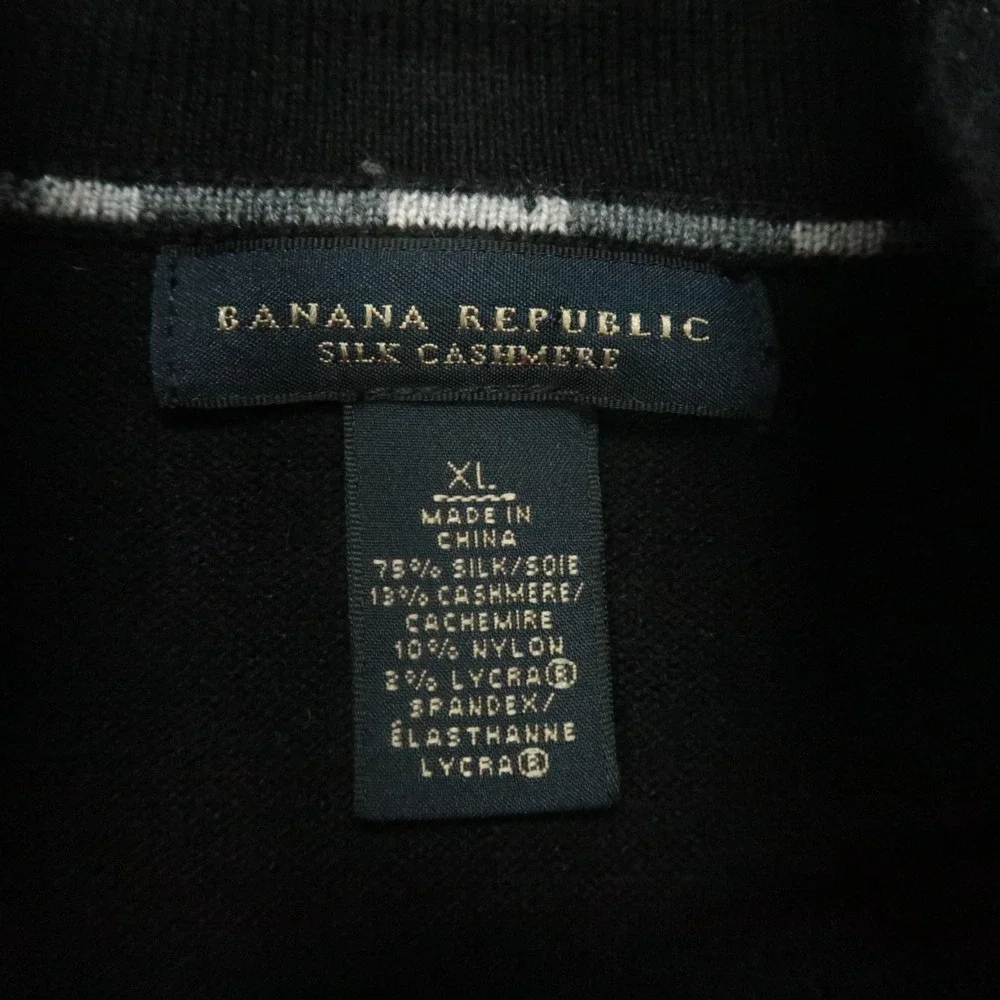 Banana Republic Sweater Mens Extra Large‎ Black Silk Cashmere Pullover XL